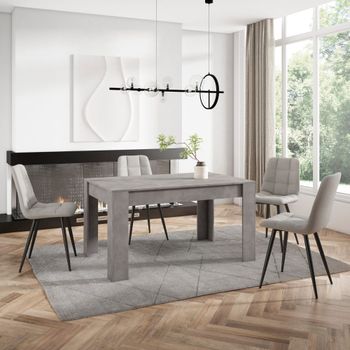 Mesa comedor efecto madera cemento 140x90x76cm