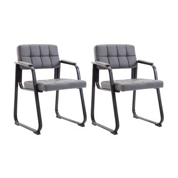 Set de 2 sillas con patas de metal y asiento en Simil cuero Gris