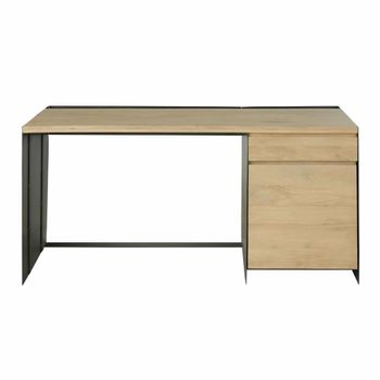 Escritorio con 1cajón y 1puerta de metal y madera de mango