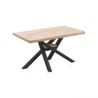 mesa de comedor fija con patas metalicas 140x80 cm xena negro - roble 140cm x 76 x 80 cm