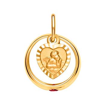 Anillo bautizo 8k oro con colgante ángel rubí