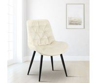 silla de comedor de terciopelo rossford crema 63x56x85 cm