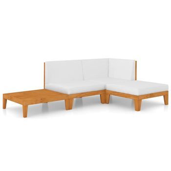Juego Muebles De Jardín Y Cojines 4 Pzas Madera Maciza Acacia Vidaxl