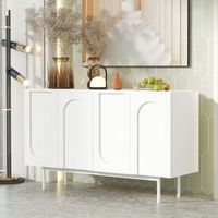 aparador de 4 puertas - mueble para salon y comedor - mdf - blanco 140x42x80cm