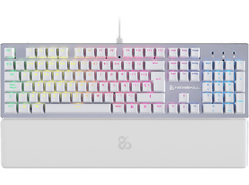 Teclado gaming - NEWSKILL Serike V2, Por Cable, Iluminación RGB, Con reposabrazos, Blanco
