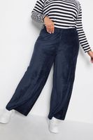 yours pantalones anchos azul marino de pana mujer curvy y tallas grandes yours