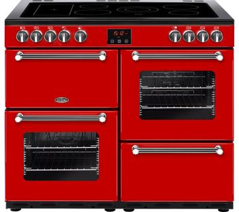 BELLING Kensington 100E Electric Ceramic Range Cooker - Red & Chrome, Red