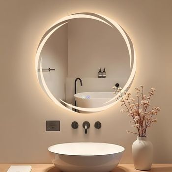 Espejo Nettlife Con Iluminación Espejo De Baño Redondo Led Espejo De Baño 70cm Redondo Ip44 Espejo De Baño Con Táctil