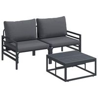 conjunto de sofas de jardin con cojin 3 piezas  mueble de jardin negro acero