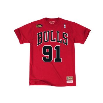Camiseta Dennis Rodman Name and Number Mitchell & Ness Chicago Bulls roja