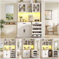 alacena de cocina con carrito auxiliar - mueble para comedor - mdf - blanco 140x38x180cm