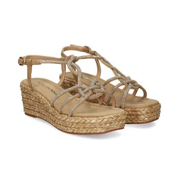 Alma En Pena Sandalias Cuña Mujer - Beige Talla 40