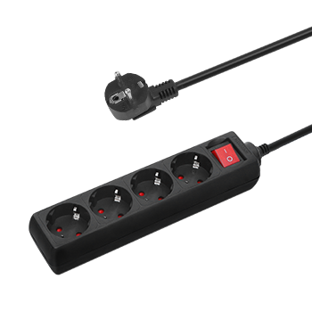 Aigostar Regleta de Enchufes con 4 Tomas,Regleta Alargador con Cable de 3 Metros e Interruptor,Negro