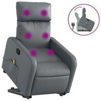 sillon reclinable de masaje  sillon de salon  silla de pie cuero artificial gris