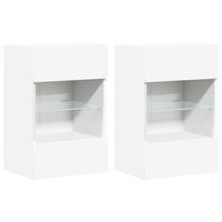 armarios de pared con luces led para tv  mueble de salon  gabinete de tv 2 uds blanco 40x30x605 cm