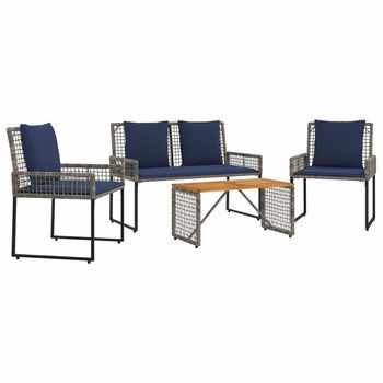 Juego De Muebles De Exterior Con Cojín Acero Vidaxl