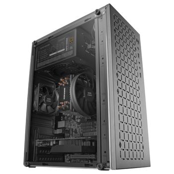 Mars Gaming MC-1000, Caja Compacta MicroATX, Diseño Frontal Metal-Mesh, Ventana Lateral Completa, 1x Ventilador Ulta-Silencioso FDB 80mm, Negro