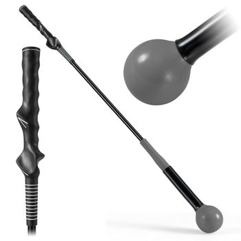 Costway Ayuda para Entrenamiento del Swing de Golf Palo de Práctica con Cabeza Pesada para Agarre Ritmo Flexibilidad Equilibrio Exterior Gris