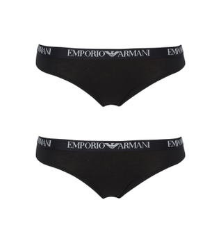 Emporio Armani para mujer. EW000404_AF13033 Set 2 Braquitas Brasileñas Lisas negro (XL), Homewear, Algodón