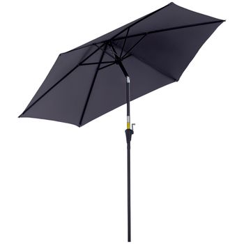 Outsunny Sombrilla para Jardín Ø270x235 cm Parasol de Aluminio Reclinable con Manivela y 6 Varillas para Terraza Exterior Balcón Gris   Aosom España