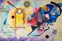 cuadro kandinsky amarillo rojo azul impresion sobre lienzo 90x60cm