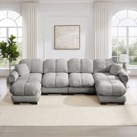 sofa modular de 4 plazas de chenilla gris claro configuracion en u o l 330 cm