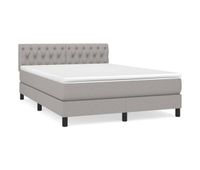 cama box spring con colchon tela gris claro 140x200 cm diseno de botones