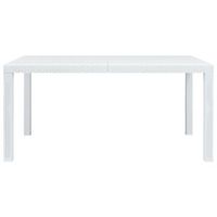mesa de jardin  mesa de exterior plastico aspecto de ratan blanco 150x90x72 cm
