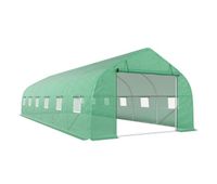 outsunny invernadero de exterior invernadero de tunel 8x3x2 m invernadero de jardin con 12 ventanas y puerta enrollable para cultivo plantas tomates verduras acero y pe 140 gm verde