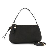 bolso saco de microfibra efecto ante con acabados efecto piel black