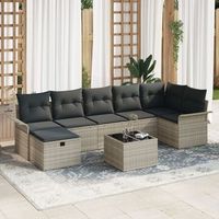 conjunto de sofa de jardin de 8 piezas con cojines gris claro de ratan sintetico v1148 unico  gris