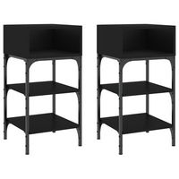mesitas de noche 2 unidades madera de ingenieria negro 35x345x70 cm