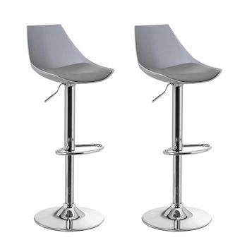 2 Taburetes De Cocina Regulables En Altura Gris Y Metal Con Respaldo Alto Casaselección