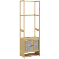 homcom perchero de bambu con armario zapatero barra para colgar estante ajustable para entrada pasillo 53x31x168 cm natural   aosom espana