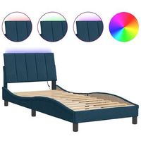 cama para adulto  cama individual  estructura cama con luces led terciopelo azul 90x200 cm