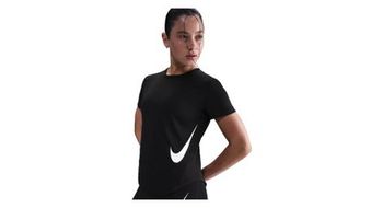 Maillot de manga corta nike tempo swoosh run negro  mujer