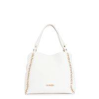 bolso shopping con cadena y enhebrado white taglia unica