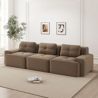 sofa modular de 3 plazas - mueble para salon - pana - marron 293x104x69cm