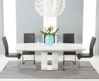 richmond 180cm white high gloss extending dining table with 4 malaga chairs