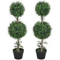 set de 2 bojes artificiales 916 cm con maceta y proteccion uv