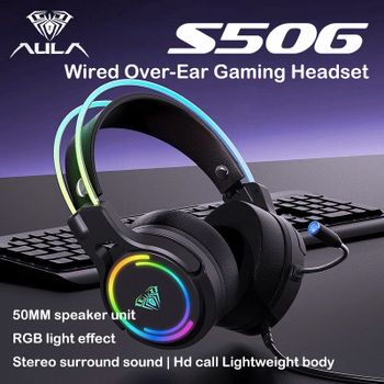 AULA S506 Auriculares para juegos Esports 7.1 Sonido envolvente Cancelación de ruido de graves pesados Auriculares para computadora con cable para juegos de computadora portátil
