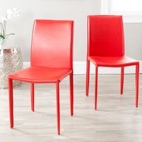 set de 2 sillas de comedor en hierromadera contrachapada rojo