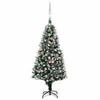 arbol de navidad helado con leds bolas y pinas 180 cm vidaxl