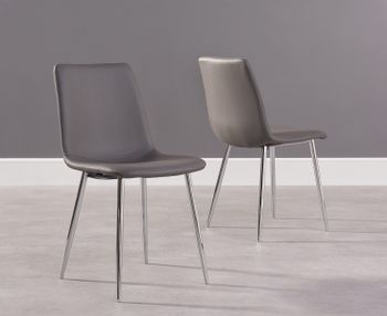 Helsinki Grey Faux Leather and Chrome Dining Chairs - Grey