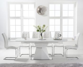 Jackson 160cm White Extending Dining Table with Lorin Chairs - White, 4 Chairs