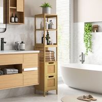 armario alto bano de mdf bambu kleankin 30x30x1425 cm-natural