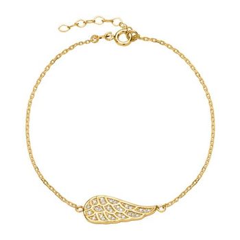 Pulsera alas en oro 8 quilates con circonita cúbica