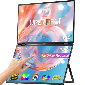 UPERFECT UStation Delta Max monitor portátil de doble pantalla de 18.5 pulgadas con pantalla táctil plegable para portát