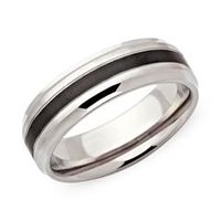 anillo de acero inoxidable con incrustacion ibp negra