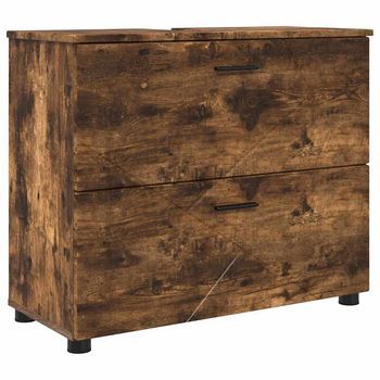 Gabinete De Baño | Armario De Baño Con Cajón Roble Ahumado 76,5 X 35 X 64 Cm